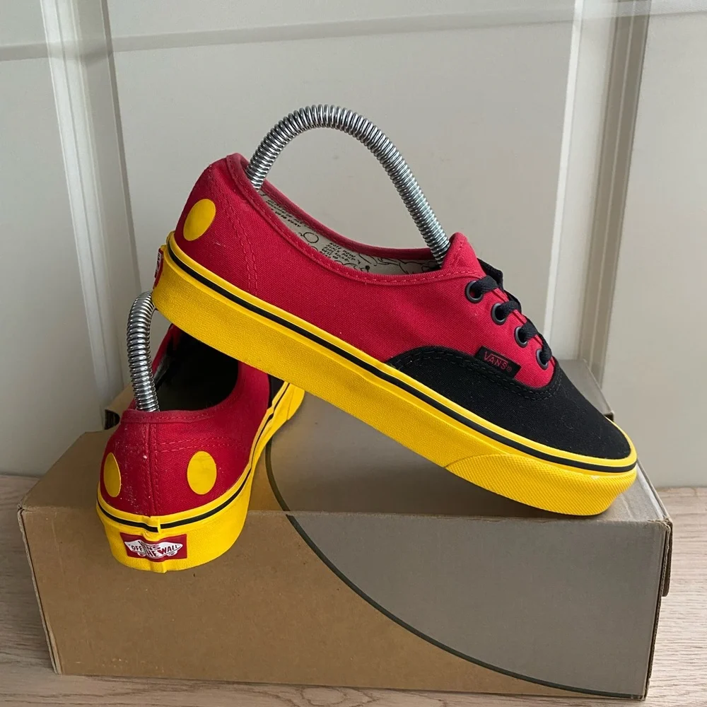 Vans X Disney 90th Anniversary Mickey Mouse Red Yellow Authentic Size M 6- W 7.5 - Picture 1 of 13